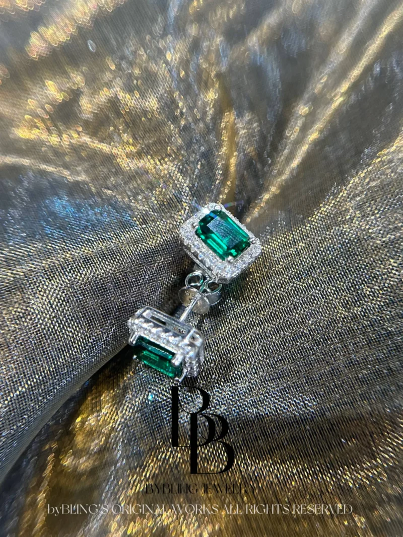 Timeless Emerald & Dazzling Diamond S925 Silver Stud Earrings
