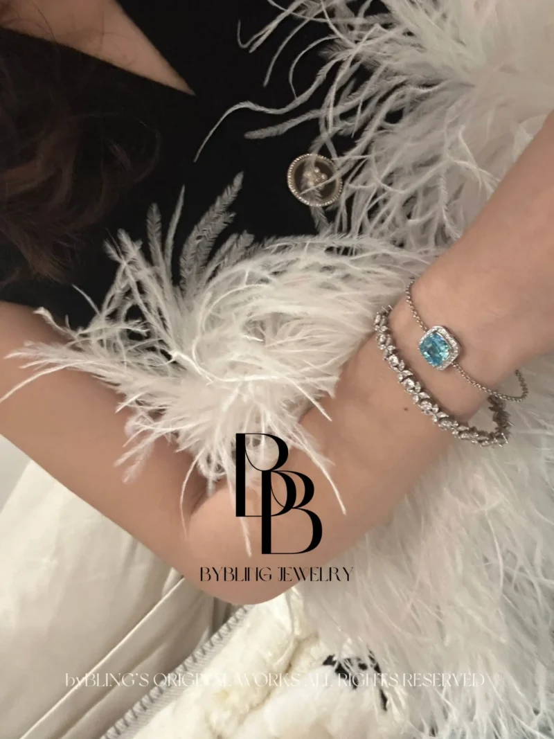 Blue Aquamarine Chain Bracelet - Image 2
