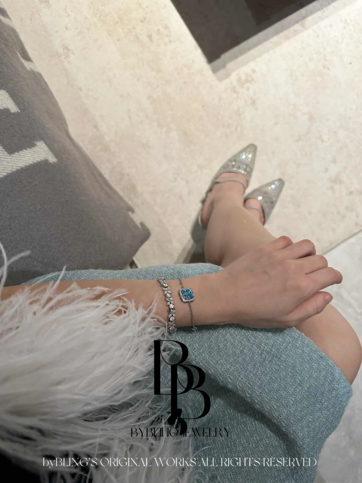 Blue Aquamarine Chain Bracelet - Image 3